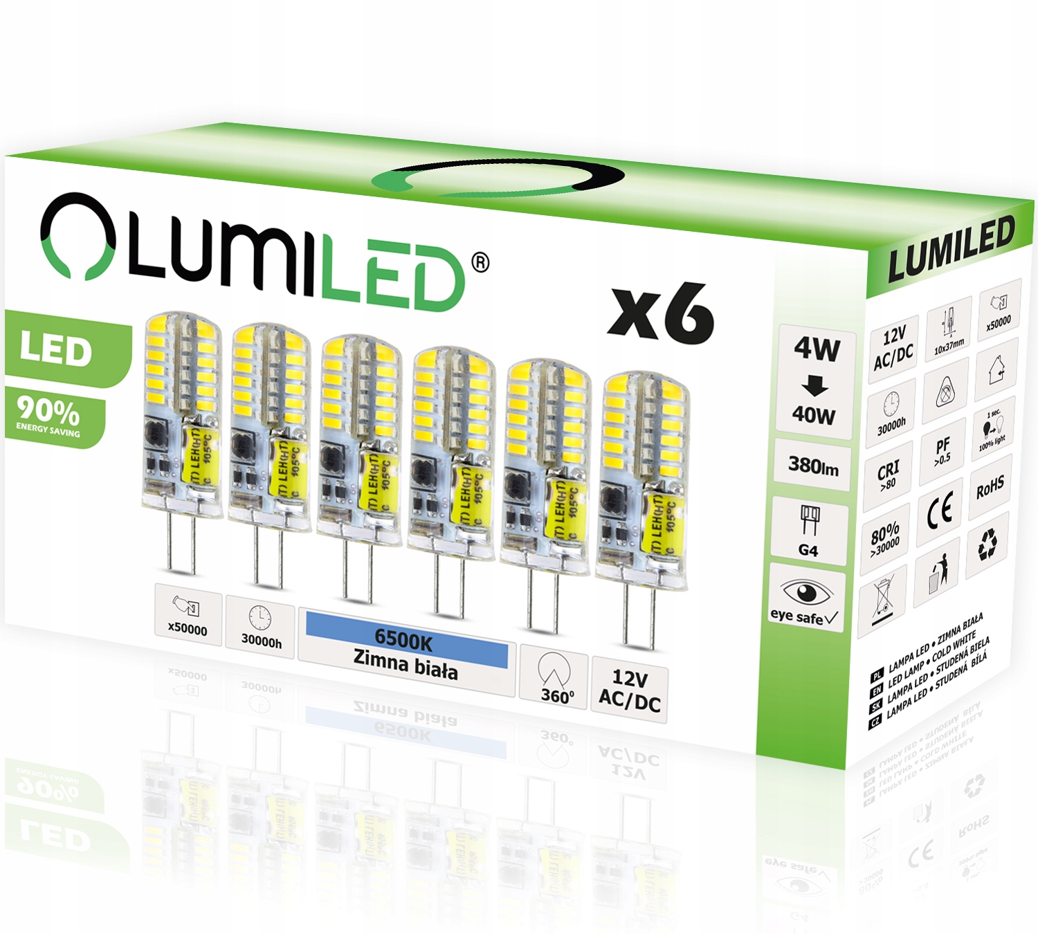 

6x Żarówka Led G4 Kapsułka 4W 40W 380LM 6500K