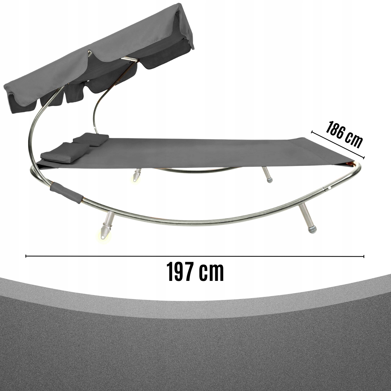 LEŻAK OGRODOWY PLAŻOWY DLA 2 OSÓB DUŻA LEŻANKA Z DASZKIEM TARASOWY OGRÓD XL Model 1