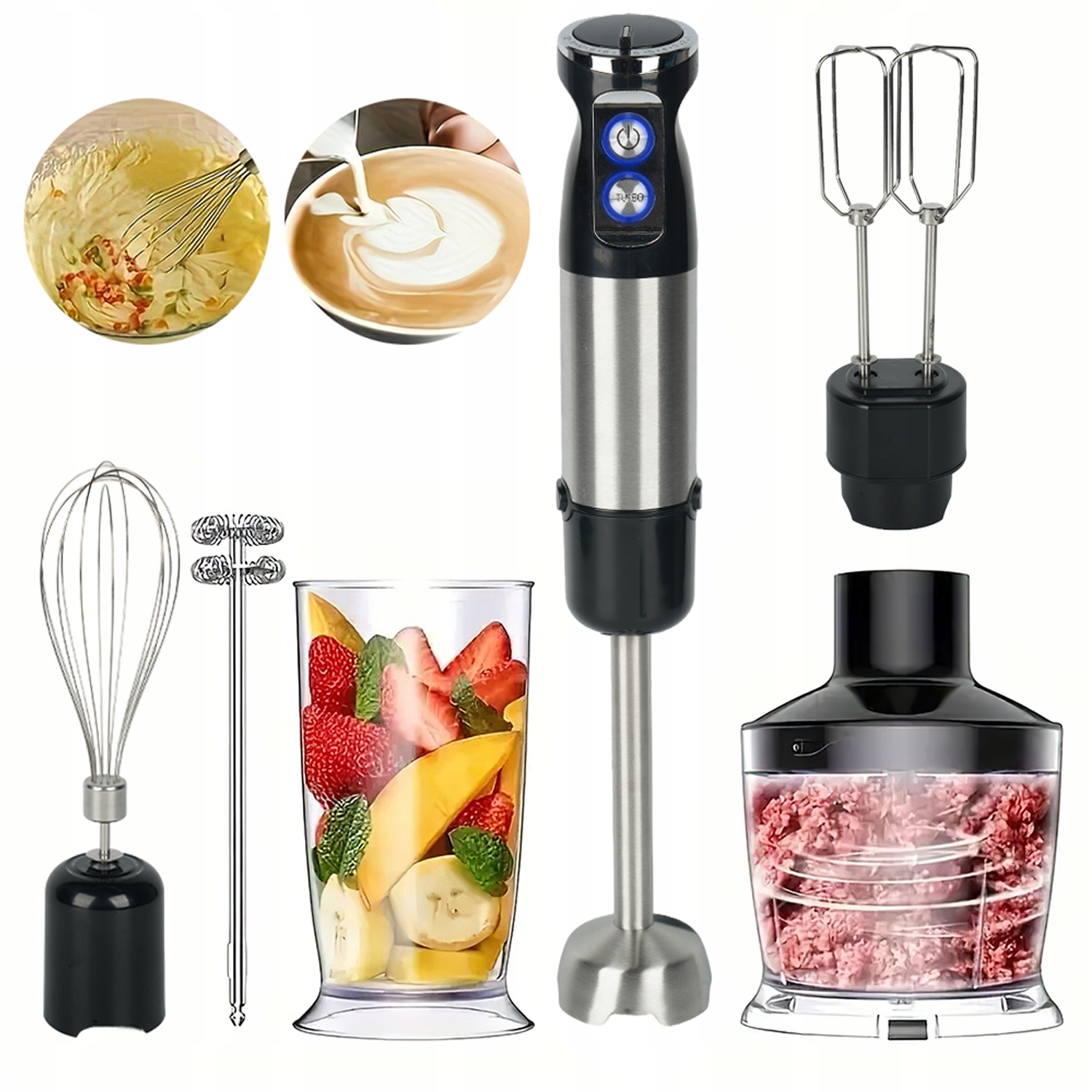 Ruční Mixér 800 W Pro Použití V Kuchyni S Systémem Proti Rozlití, Mnoho Příslušenství