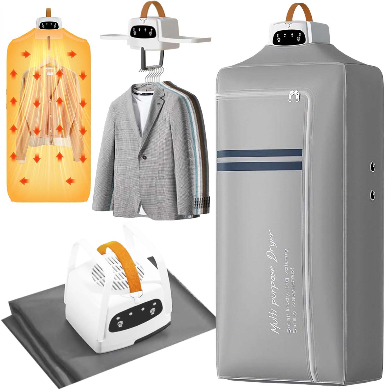 Skládací Sušák 600 W 4 Nastavení Času 360° Úspora Energie Trvalá