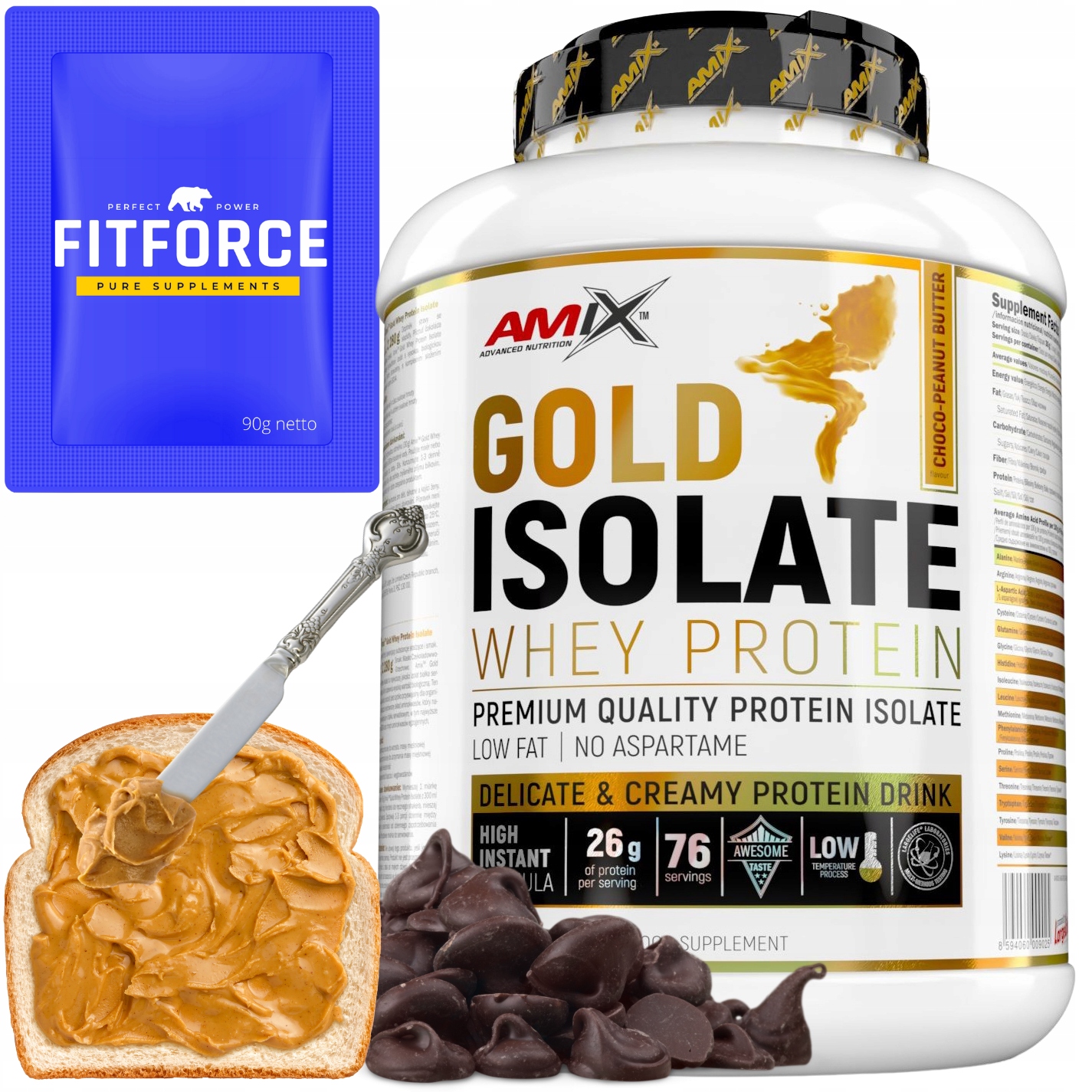 Proteinový izolát Whey Amix Arašídový Krém Čokoláda Protein