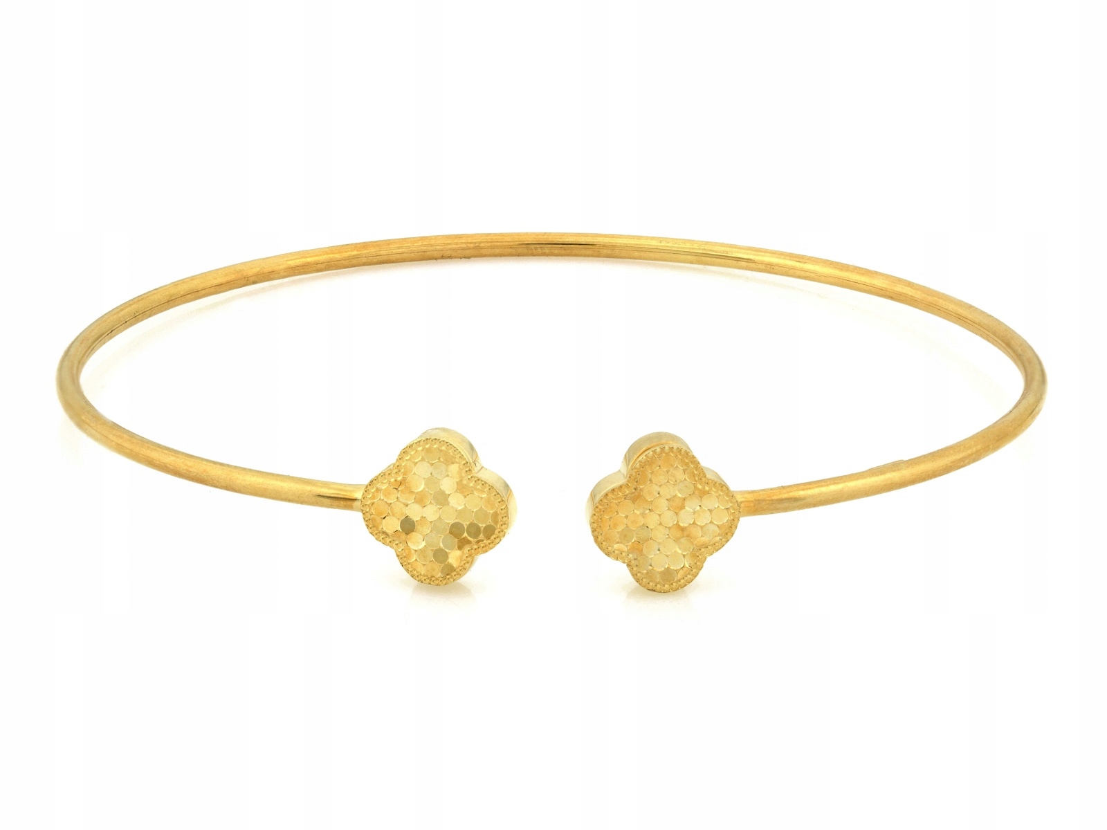 Zlatý náramek 585 Pevný bangle s módními Kwatuškami r17 květy 3.60 g