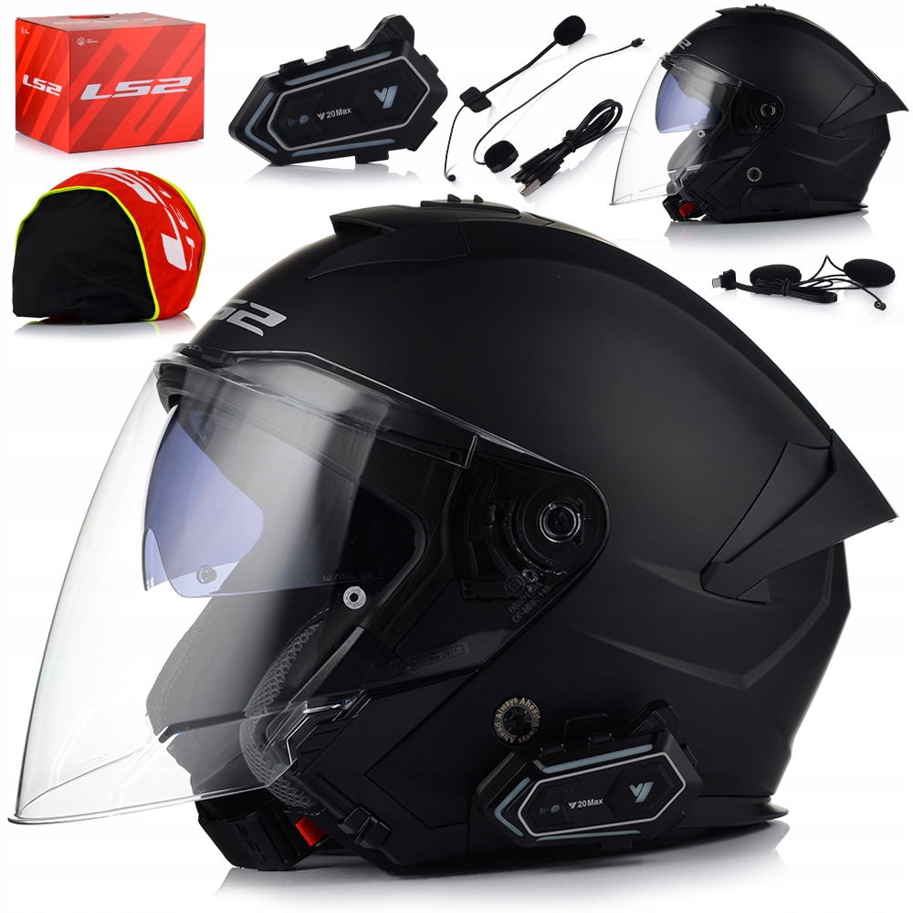 Otvorená Motocyklová Prilba LS2 OF618 Verso II Čierna Matt Blenda Interkom