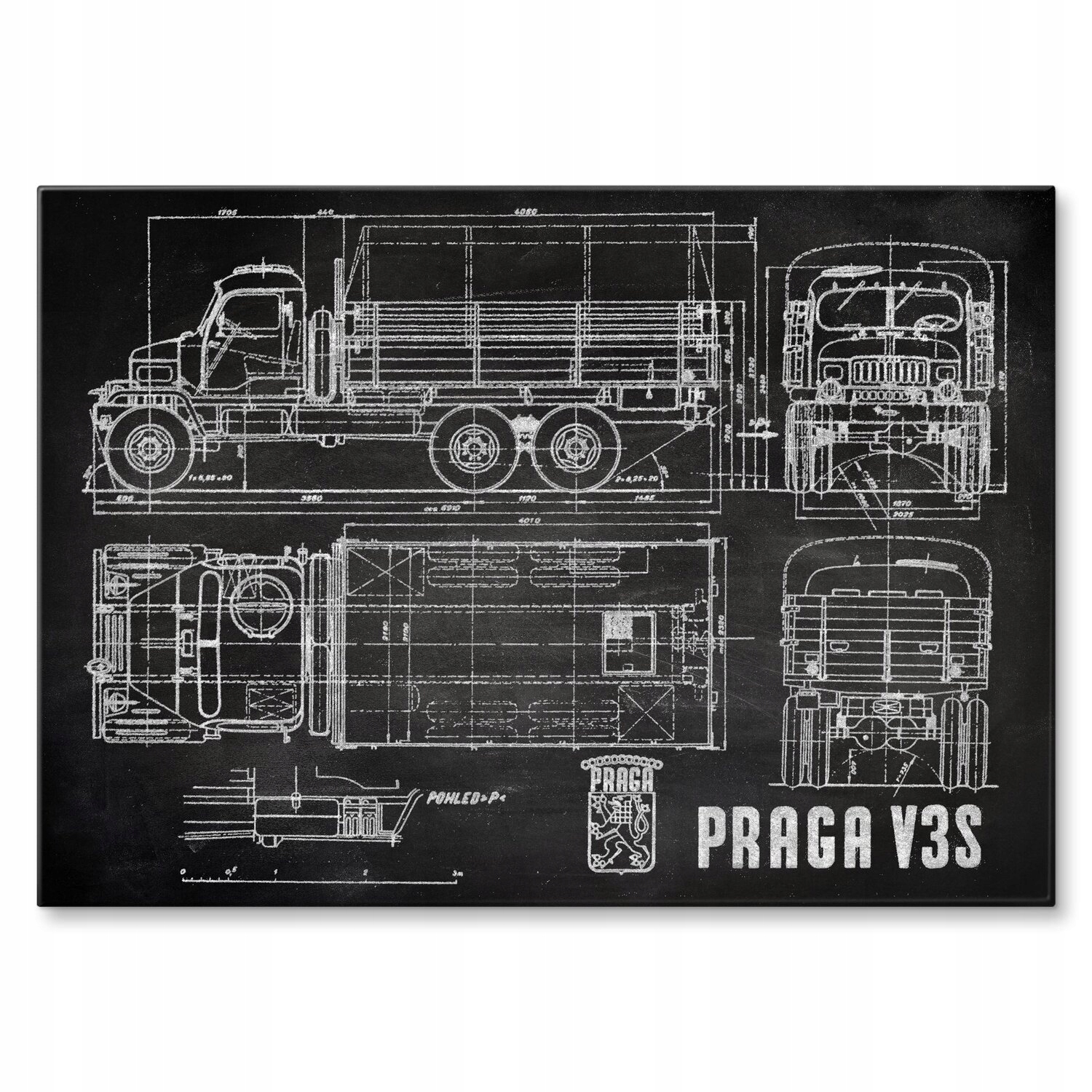 Kovový plakát Praha V3S Auto Nákladní automobil Patent Slate 42 x 59,4 cm
