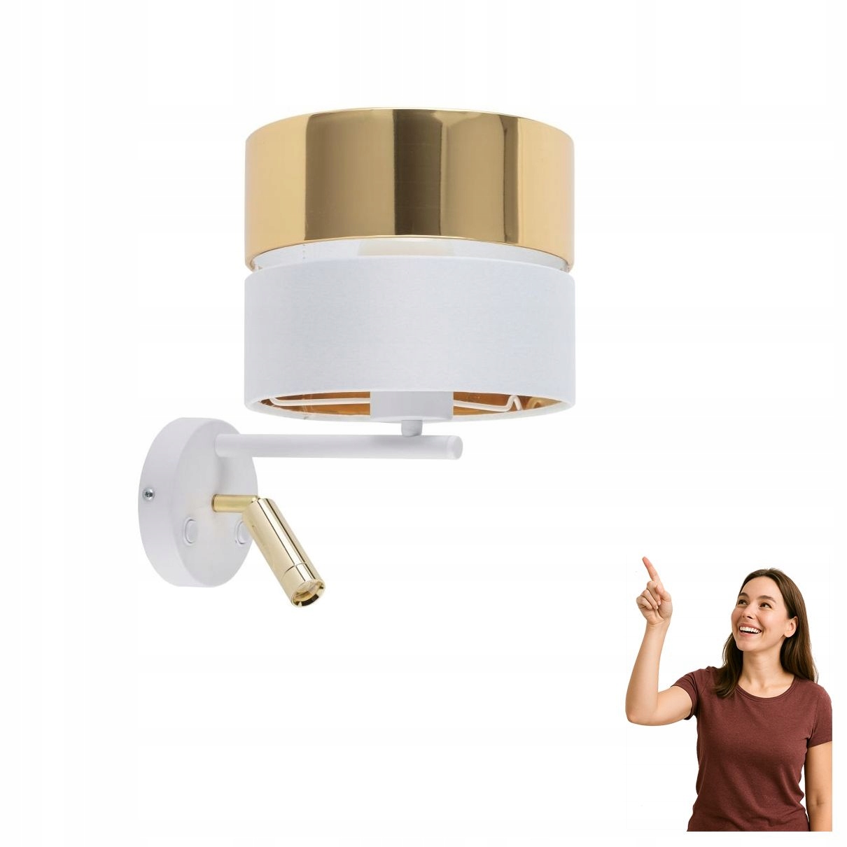 Nástenné svietidlo na čítanie Hilton White/gold 5361 Tk Lighting