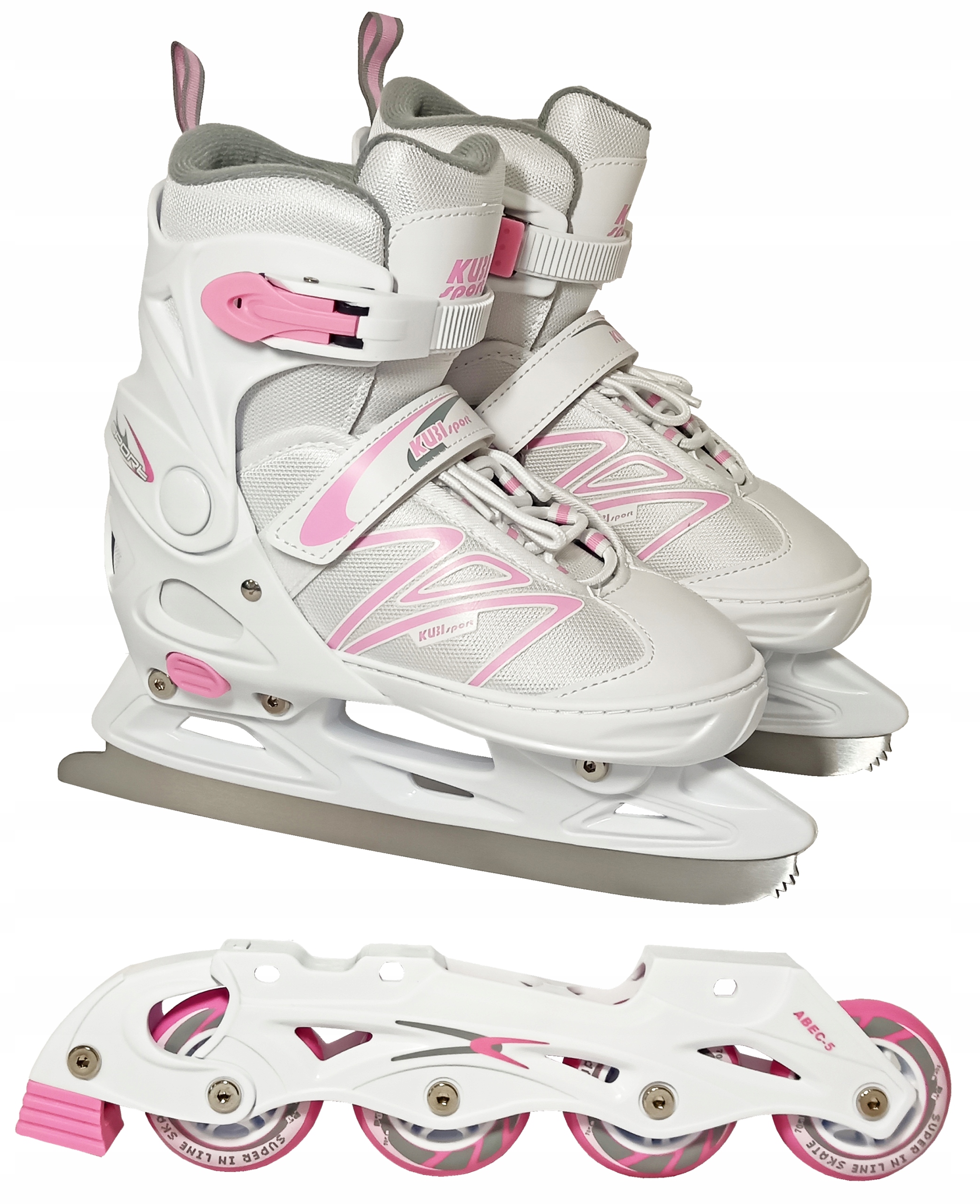 Dívčí roztahovací brusle s vyměnitelným podvozkem 2 v 1, velikost L (40-43)