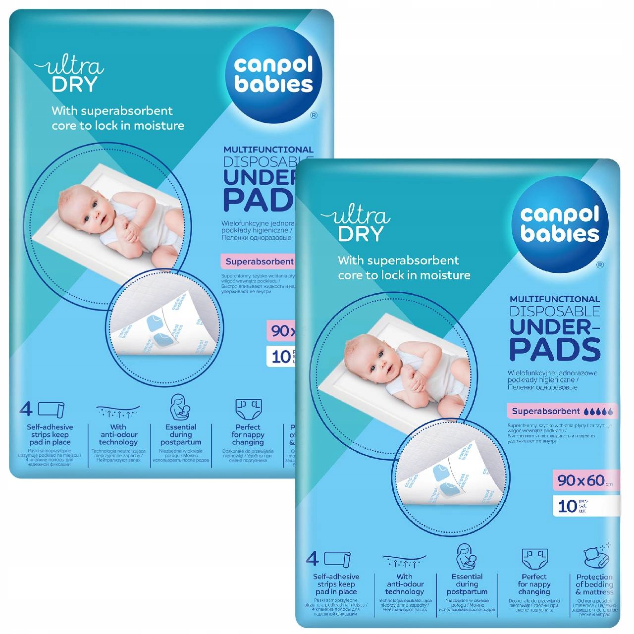 Canpol Podkłady Jednorazowe Higieniczne Do Przewijania 90x60cm 2x10szt