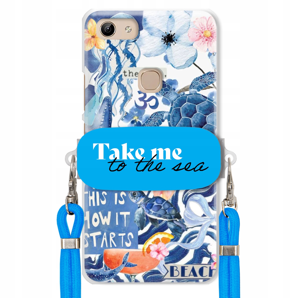 Puzdro pre Vivo Y81 Modré Crossbody vodítko držiak Take Me To The Sea Top