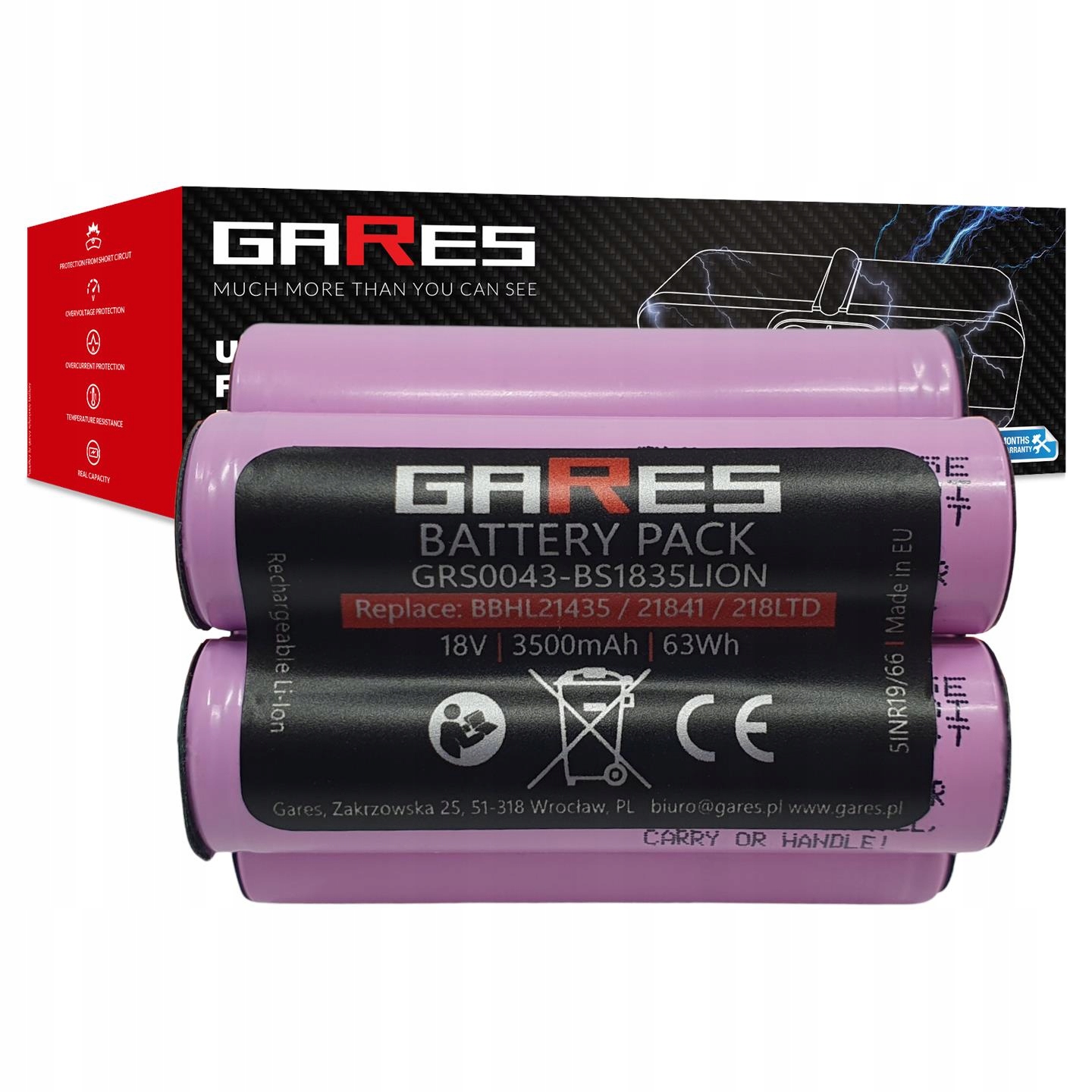 Akumulátor Gares pro Bosch BBHL218LTD 908BPV180 18V 3,5Ah