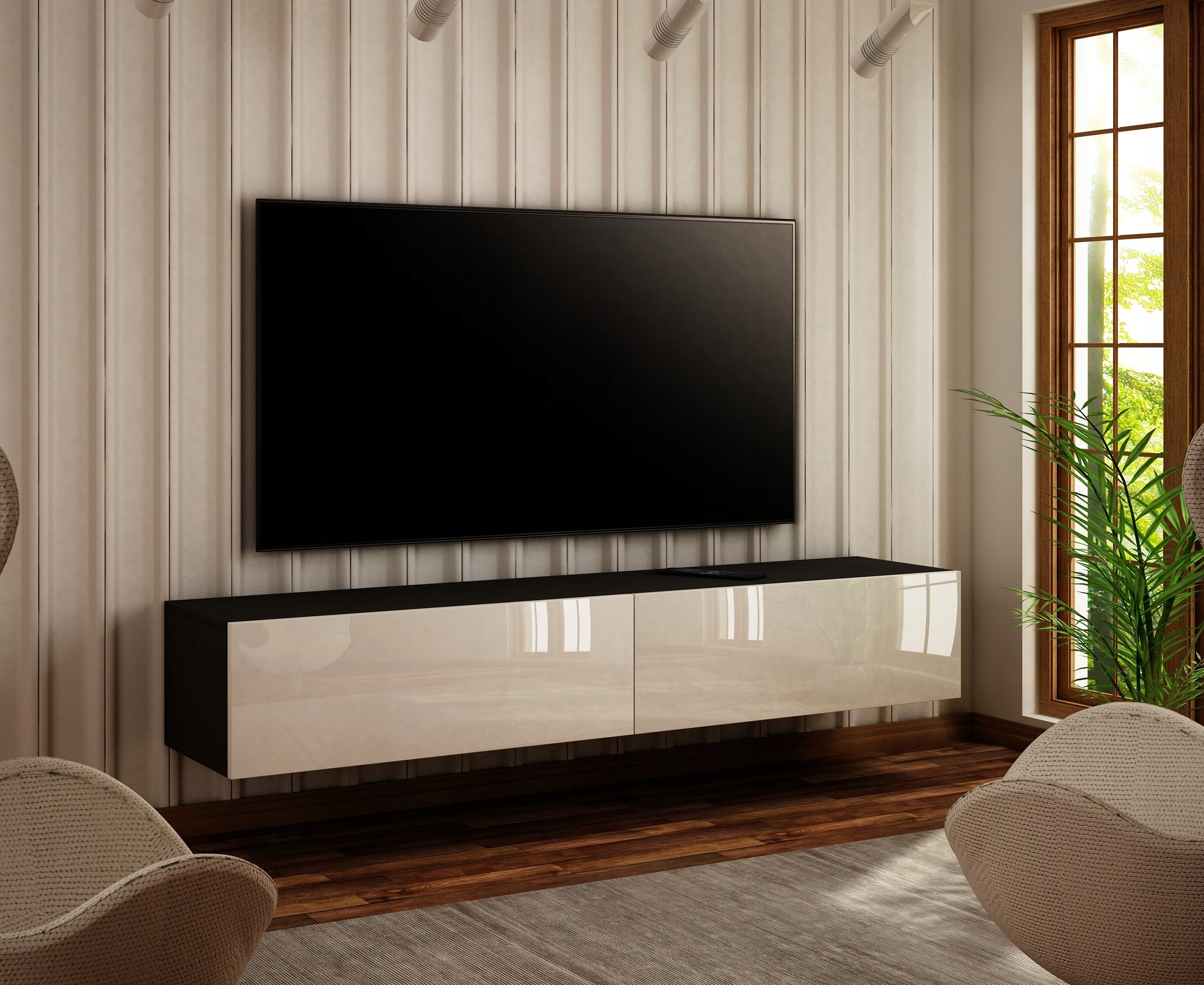 SZAFKA WISZĄCA RTV 140 CM POŁYSK, PROMOCJA!! Wysokość mebla 30 cm