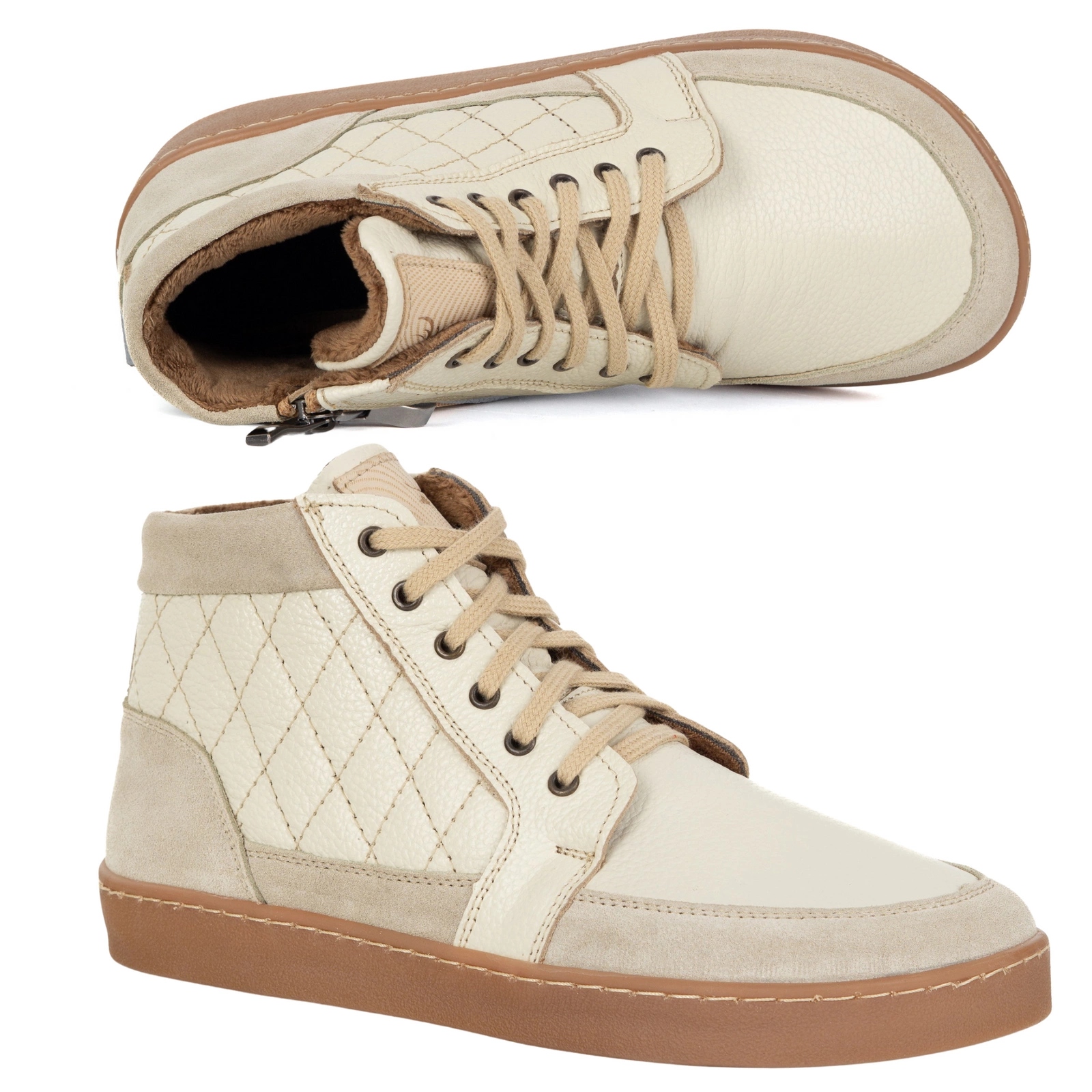 Dámské zimní barefoot kožené boty Z-B05 ecru 42