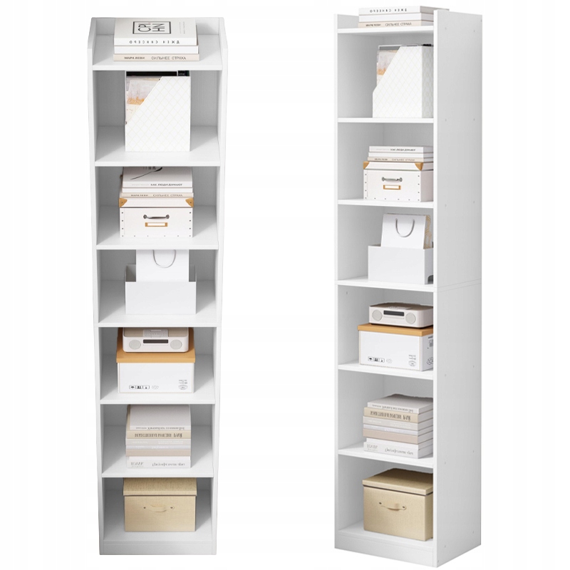 Biely Regál Stojaci Na Knihy Police Vysoký Škandinávsky Stĺpik Šatník Loft