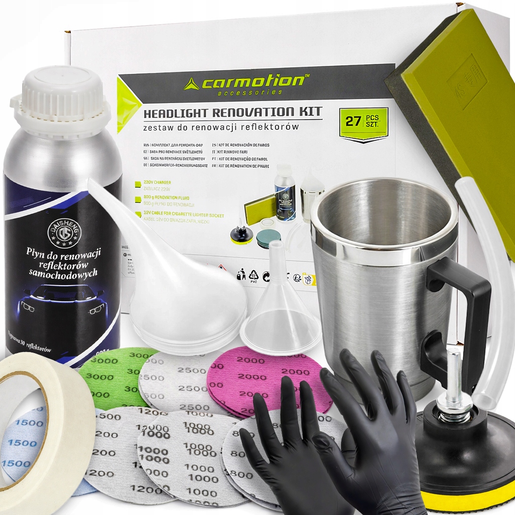 Zestaw Do Renowacji Lamp Czajniczek Reflektorów Samochodowych Rękawiczki