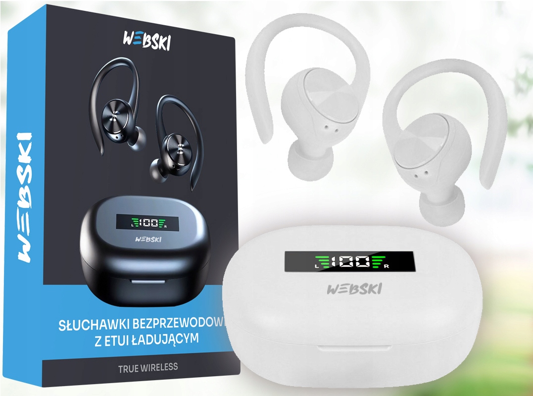 SŁUCHAWKI DOUSZNE BLUETOOTH BEZPRZEWODOWE TWS 5.0 Marka Webski
