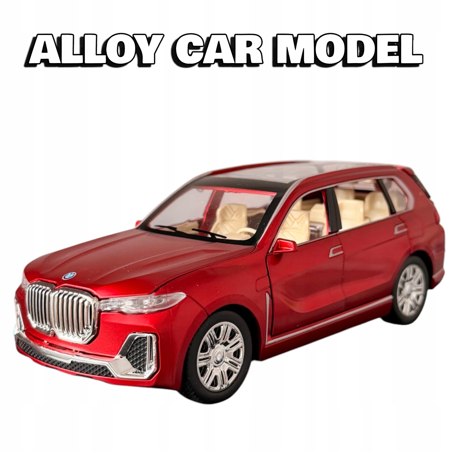 Metalowy Model Samochodu Bmw X7 Czerwony 1:24 Dźwięk Led Napęd