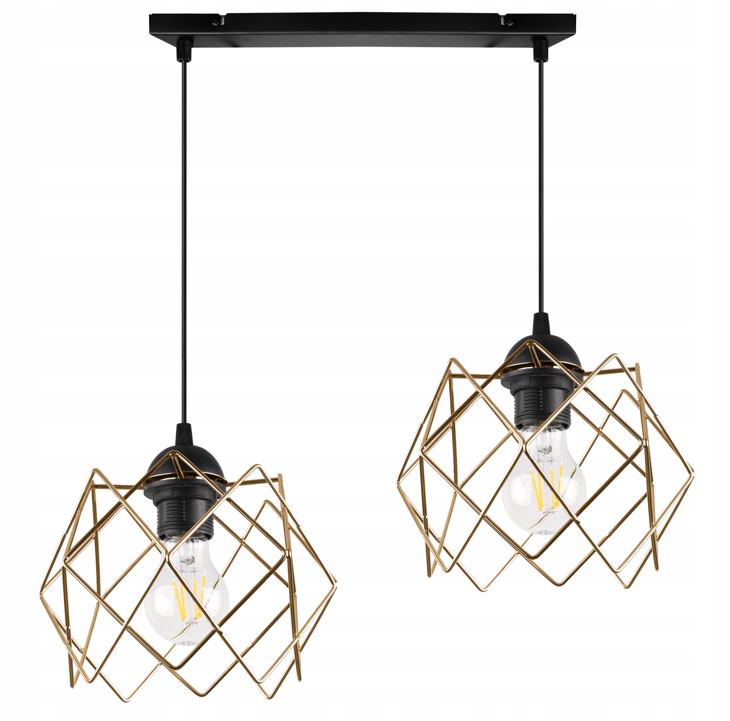 Závěsné Stropní Svítidlo Lustr Zlatý Černý Loft Glamour Do Obývacího Pokoje 2XE27