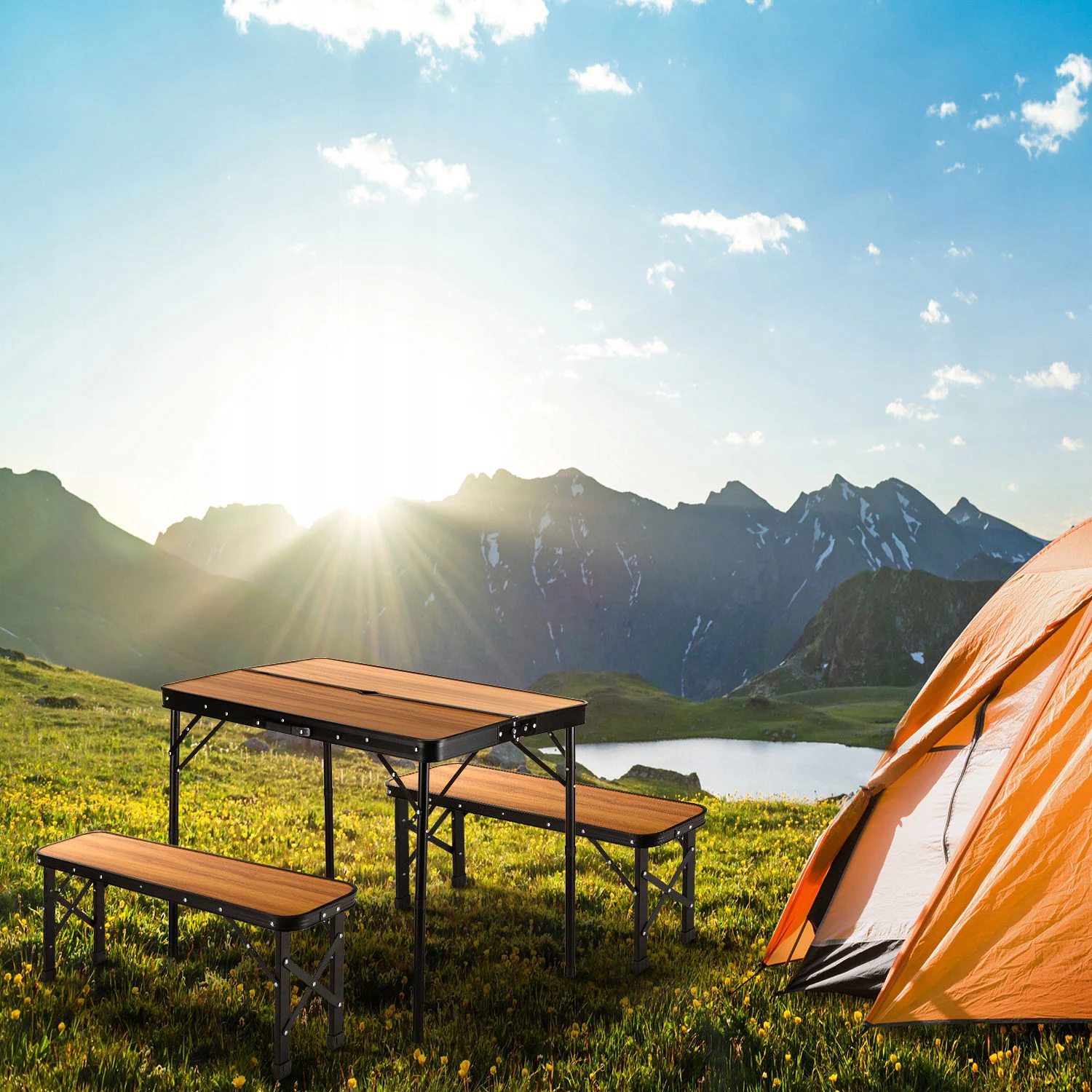 Zestaw turystyczny stół + 2 ławki Outtec Model O-42090