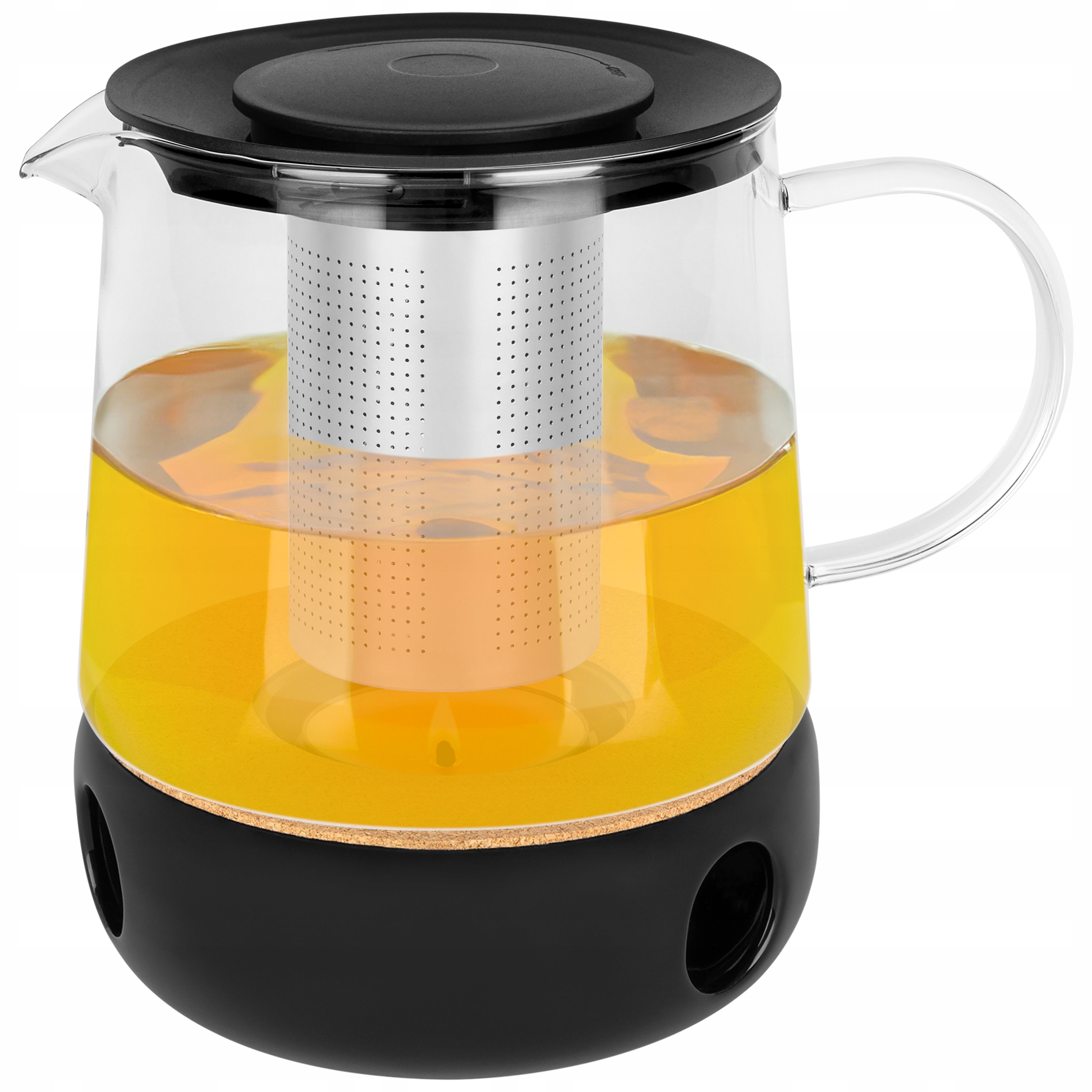 SZKLANY DZBANEK ZAPARZACZ DO HERBATY ZIÓŁ STALOWE SITKO 1,5L + PODGRZEWACZ Stan opakowania oryginalne