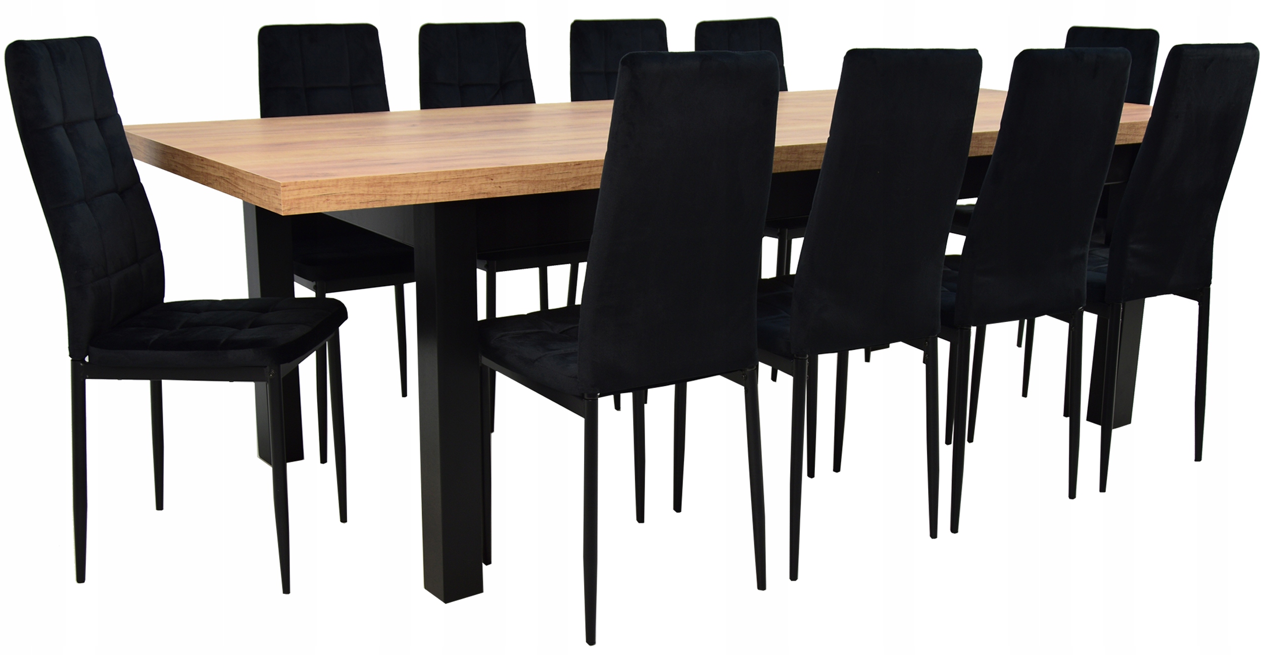 TAPICEROWANE KRZESŁA 10 sztuk i stół 3m DĄB CRAFT