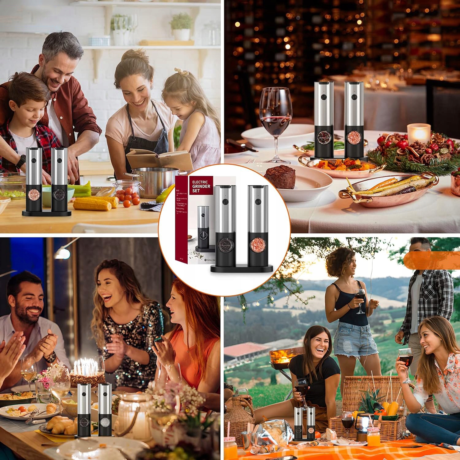 ELEKTRYCZNY MŁYNEK DO SOLI I PIEPRZU, ŁADOWANY PRZEZ USB, ZE ŚWIATŁEM LED Mechanizm mielący brak informacji