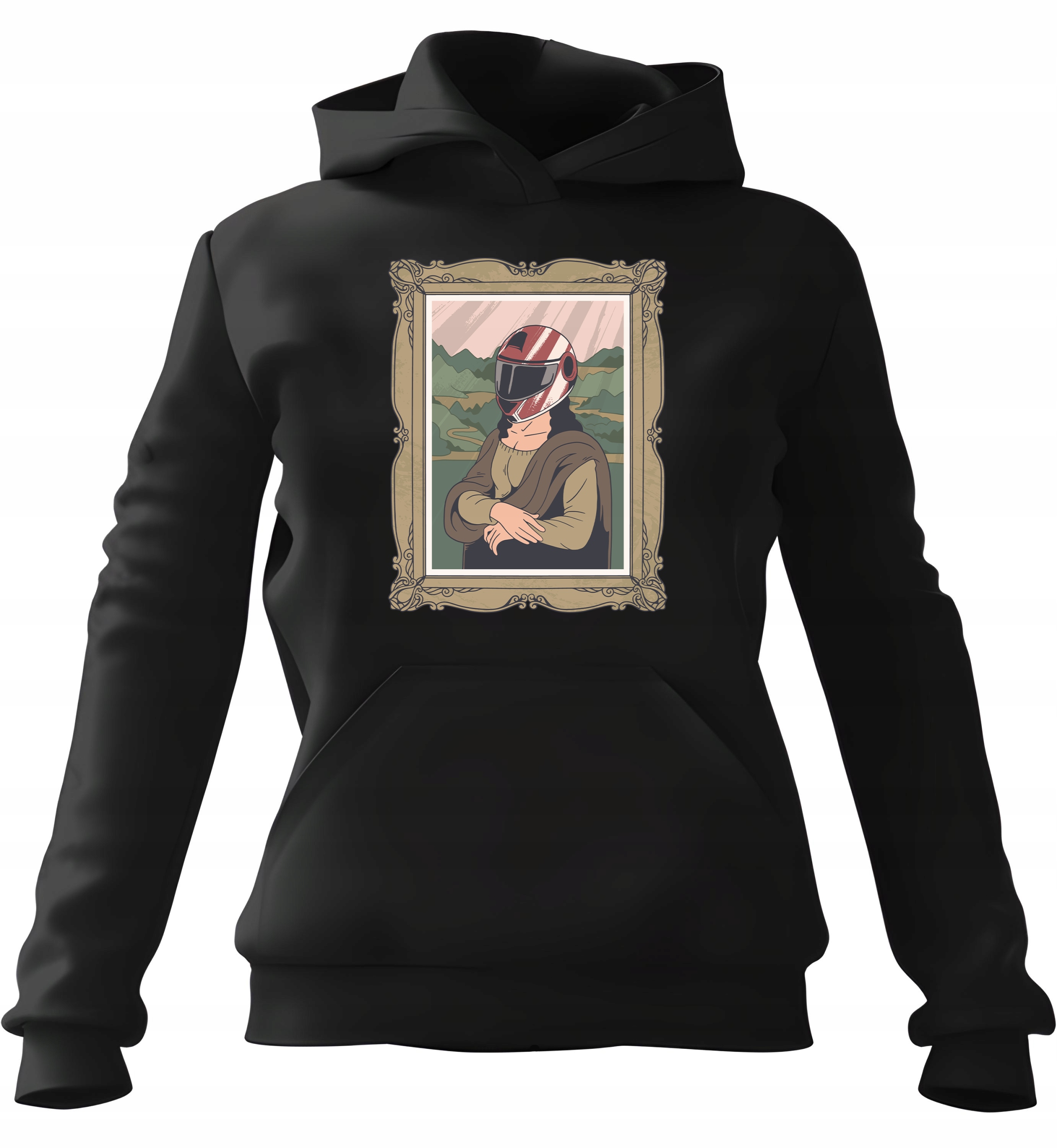 pánská mikina s kapucí Mona Lisa v černé přilbě 3XL pro muže, manžela C