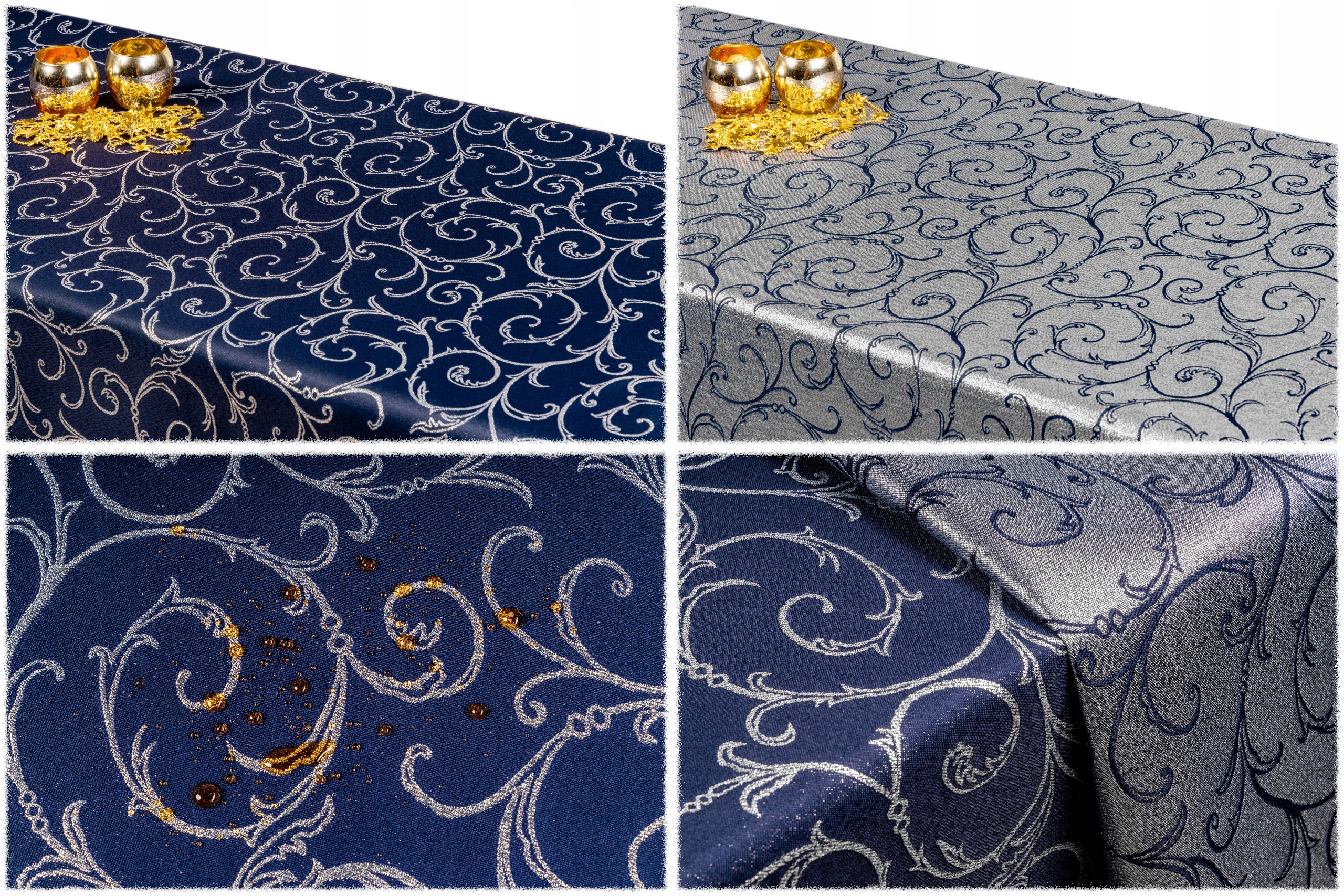 

obrus Dwustronny 120x160 Granat tulipan Srebrny