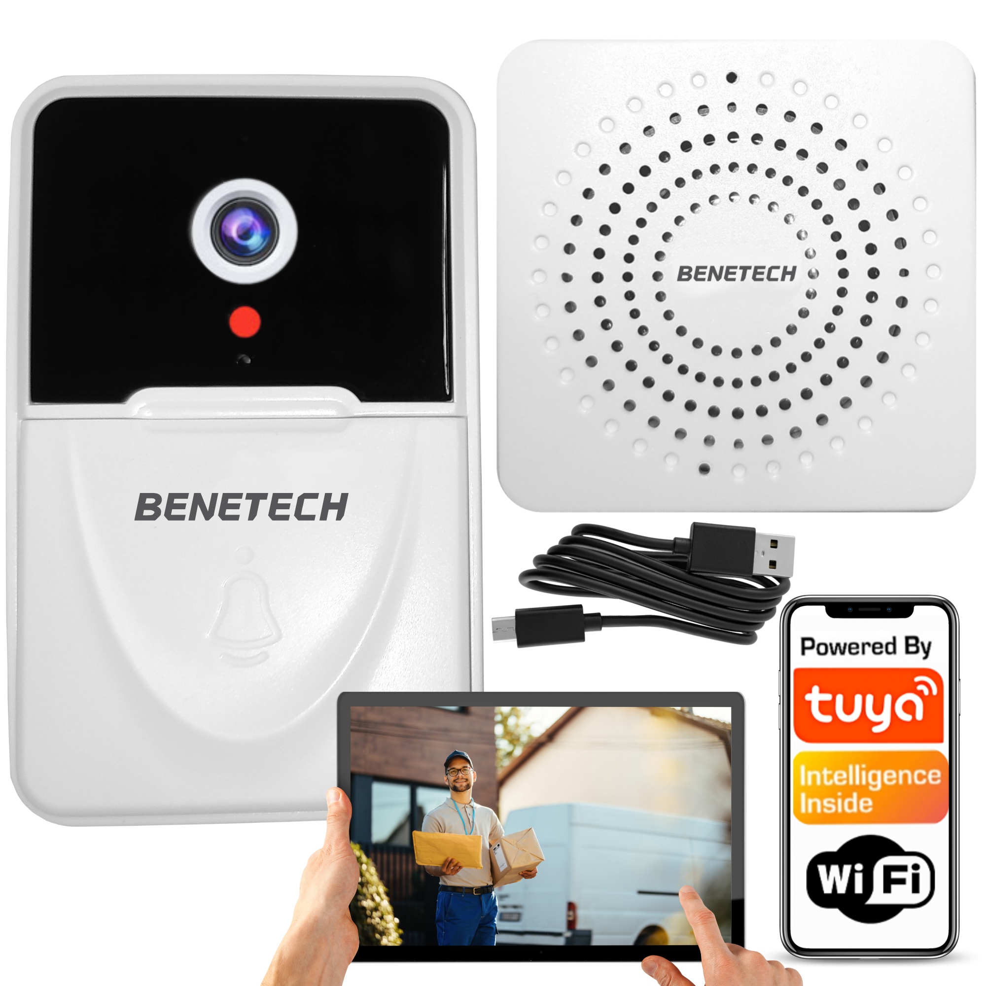 Wideodomofon Wifi Domofon Full Hd Dzwonek Tuya Na Akumulator Benetech