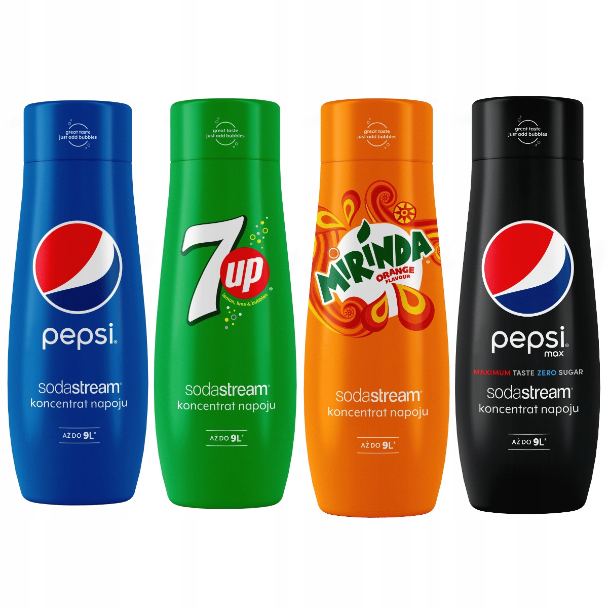 

Zestaw Pepsi, Mirinda, 7Up, Pepsi Max SodaStream