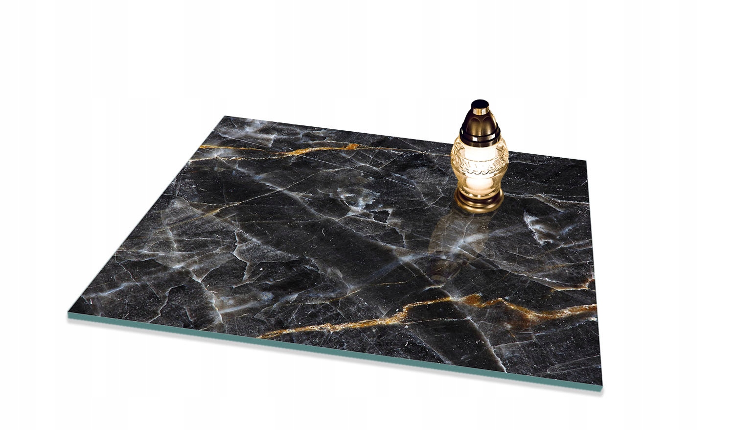 Podstavec pod Znice tvrzené sklo vzor Černý Mramor 65x60cm