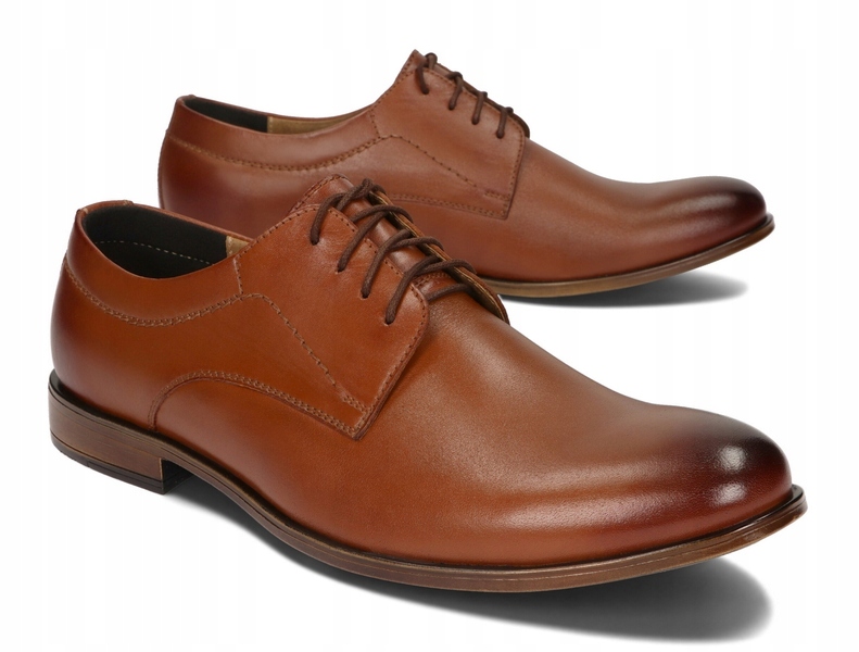 OBUWIE MĘSKIE WIZYTOWE SKÓRA POLSKIE 322 BRĄZ 40 Model PÓŁBUT