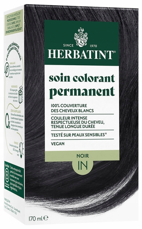 barva na vlasy Herbatint 1N 170 ml Černý Bez Amoniaku Pokrytí šedivých