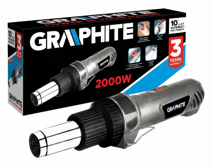 Horkovzdušná Pistole 2000 W 350 °C 550 °C, jednoduchý držák Graphite