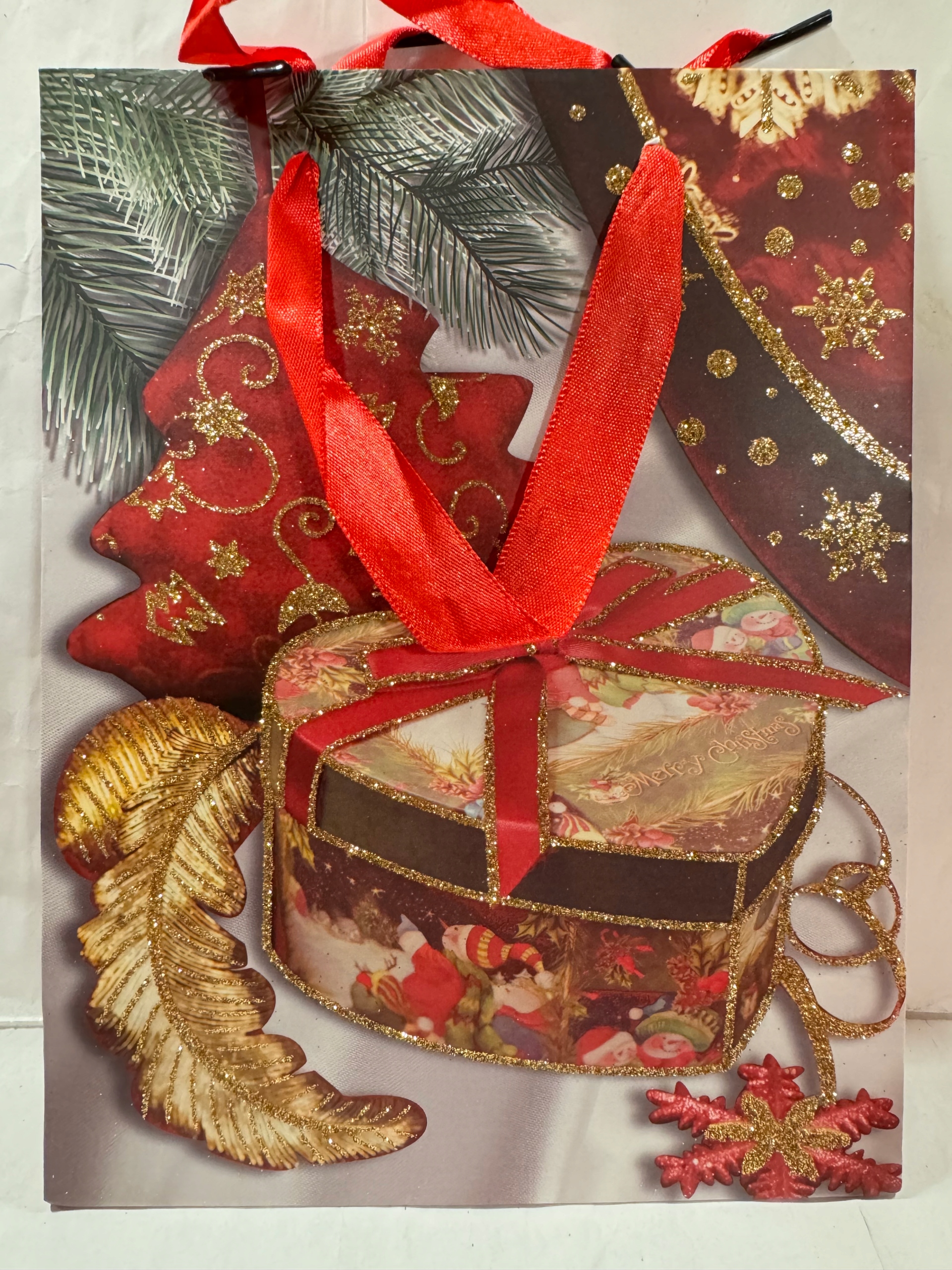 torebka prezentowa ok 17,5x23,5x8 Mikołajki Boże Nar brokat sztywna