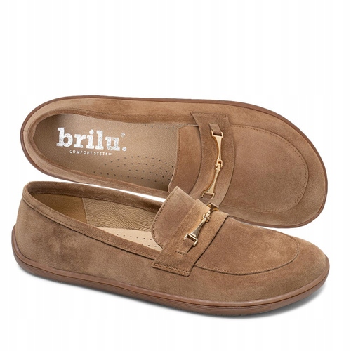 Brilu Polskie Damskie Skórzane Mokasyny Barefoot Elisse Brązowe 40