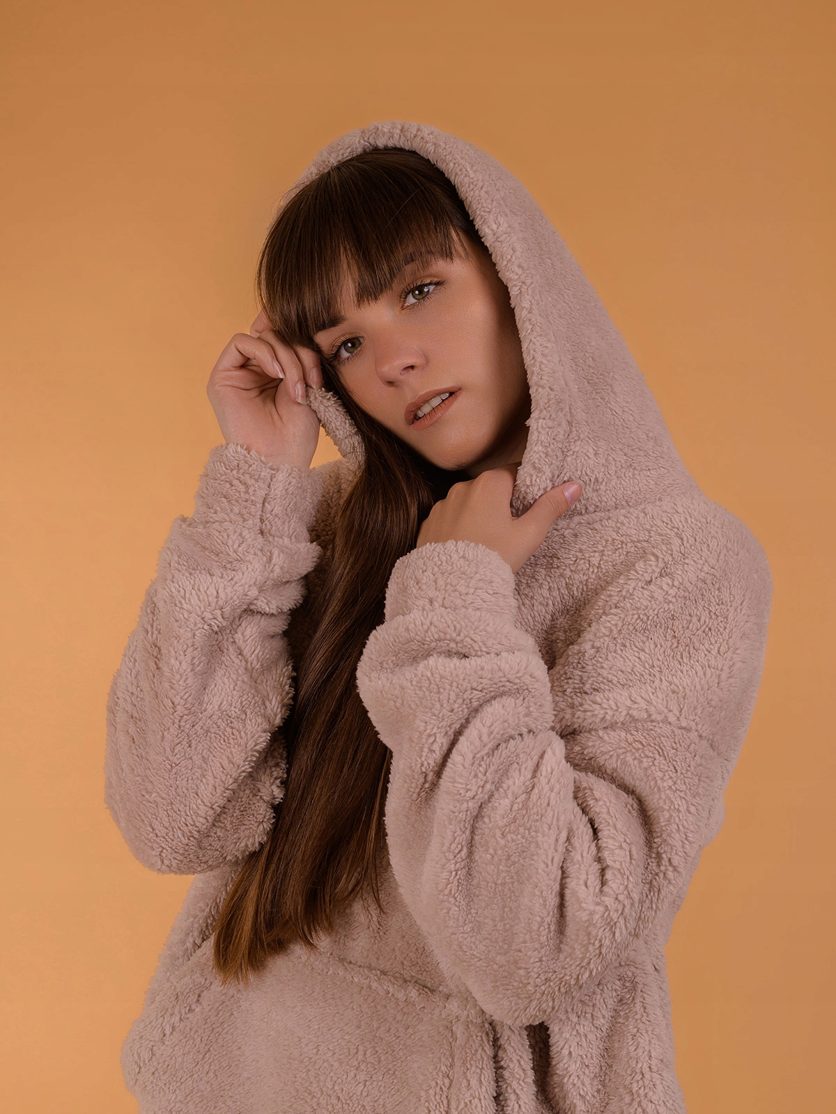 Wygodna Bluza Damska Miękka Ciepła Gruba Kaptur L Rękaw długi rękaw