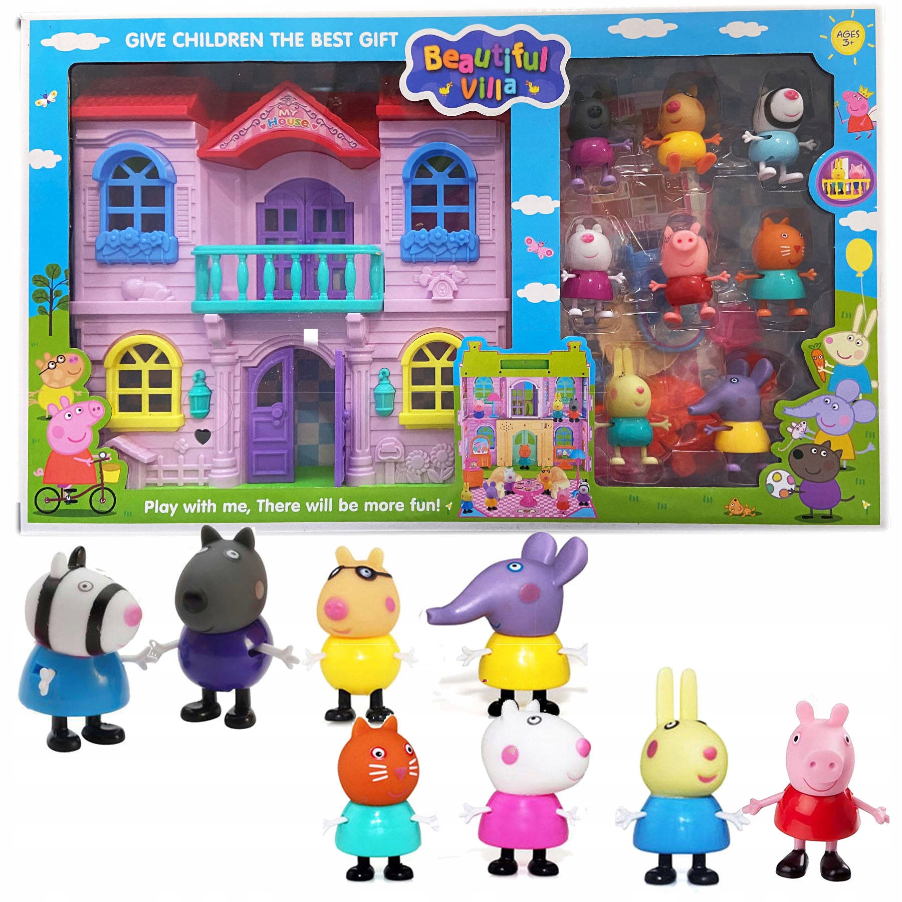 

Świnka Peppa Duży Domek Dom Zestaw 8 Figurek Akc