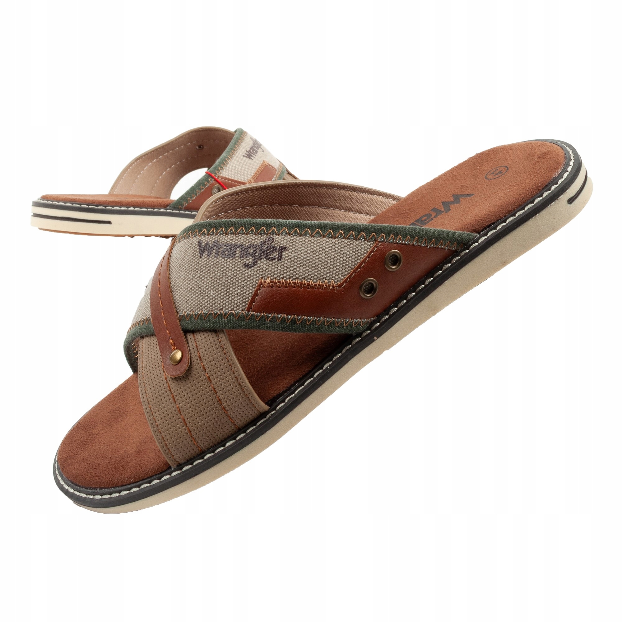 Pánské pánské pantofle s klopou Wrangler Calvin Slider vel.46 pohodlné hnědé, módní