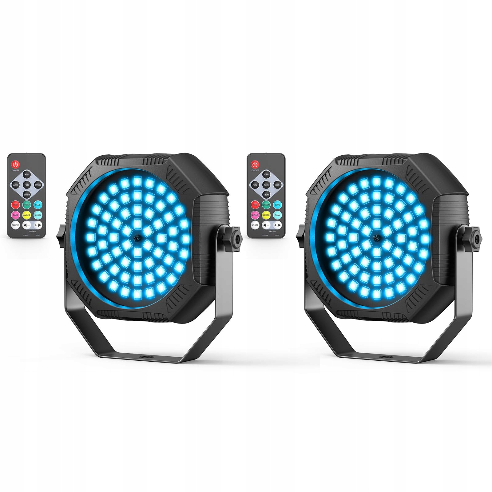 Reflektory imprezowe oświetlenie LED PAR RGB 2 sztuki mini z pilotem
