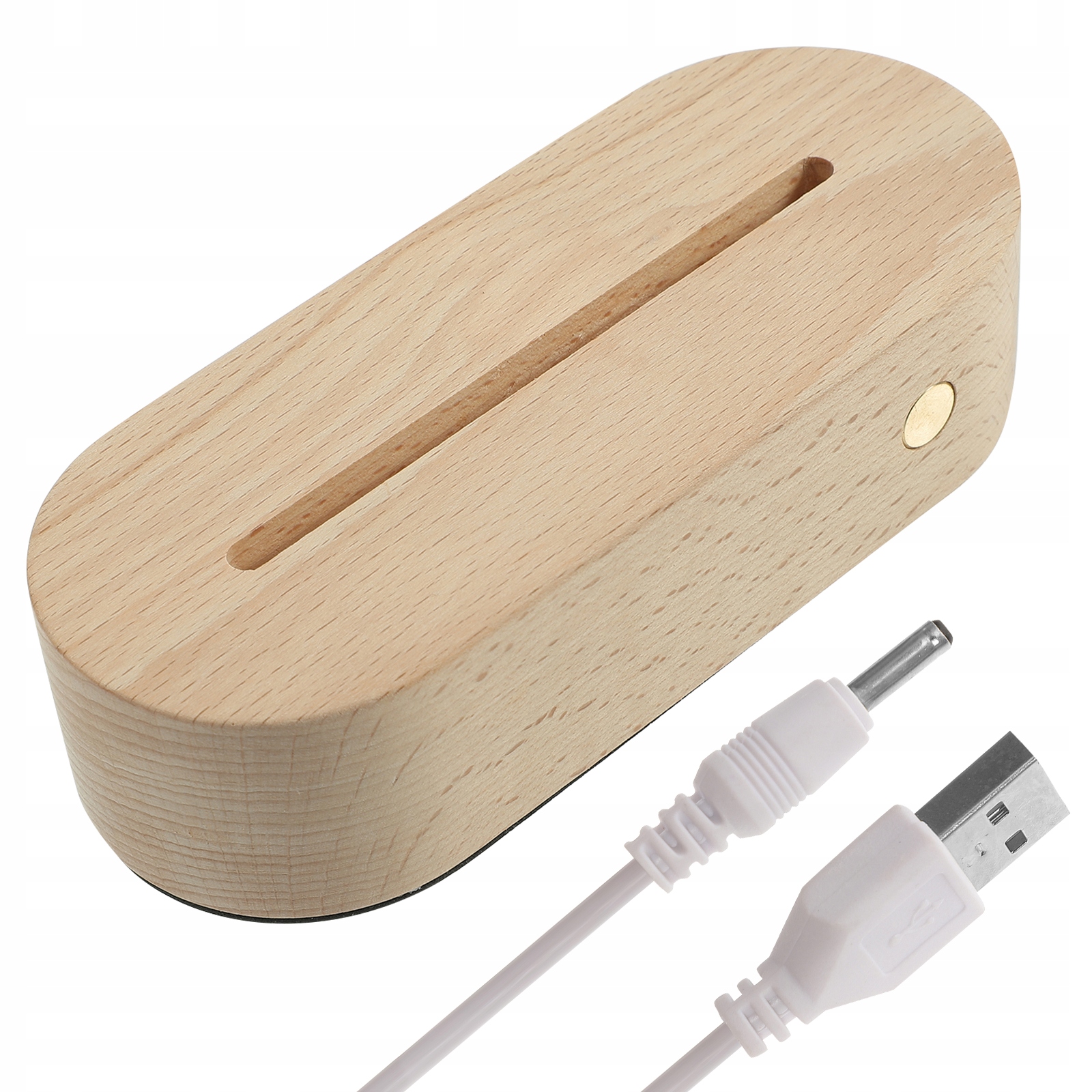 STOJAK WYŚWIETLAJĄCY Z PODSTAWĄ LED, Z DREWNA, LAMPA USB