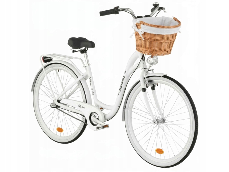 Rower miejski Indiana Moena A3B 28 cali damski Biały Koszyk Wkład