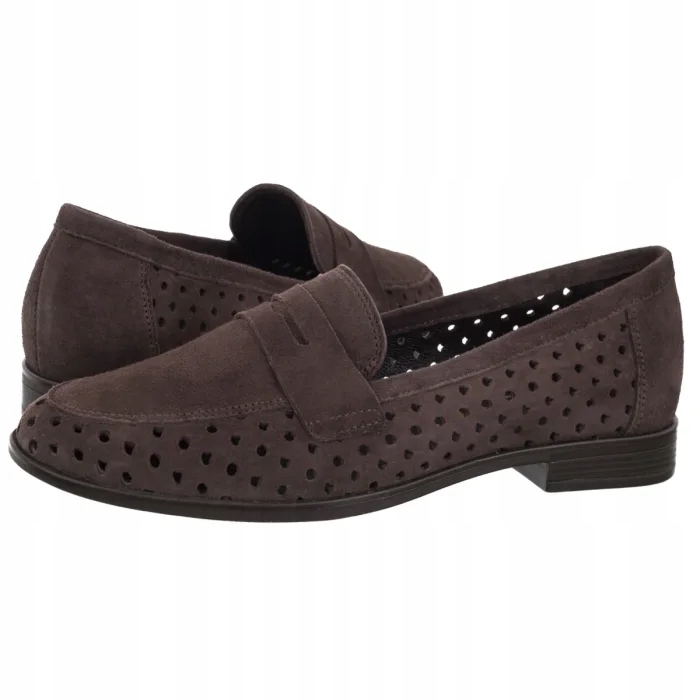 Dámské boty Mokasíny Ryłko Kožené Ažurové K2S13___ _3FV Hnědé