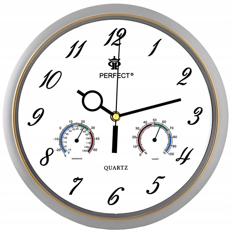 

Zegar Ścienny Perfect Cichy Mechanizm Termometr