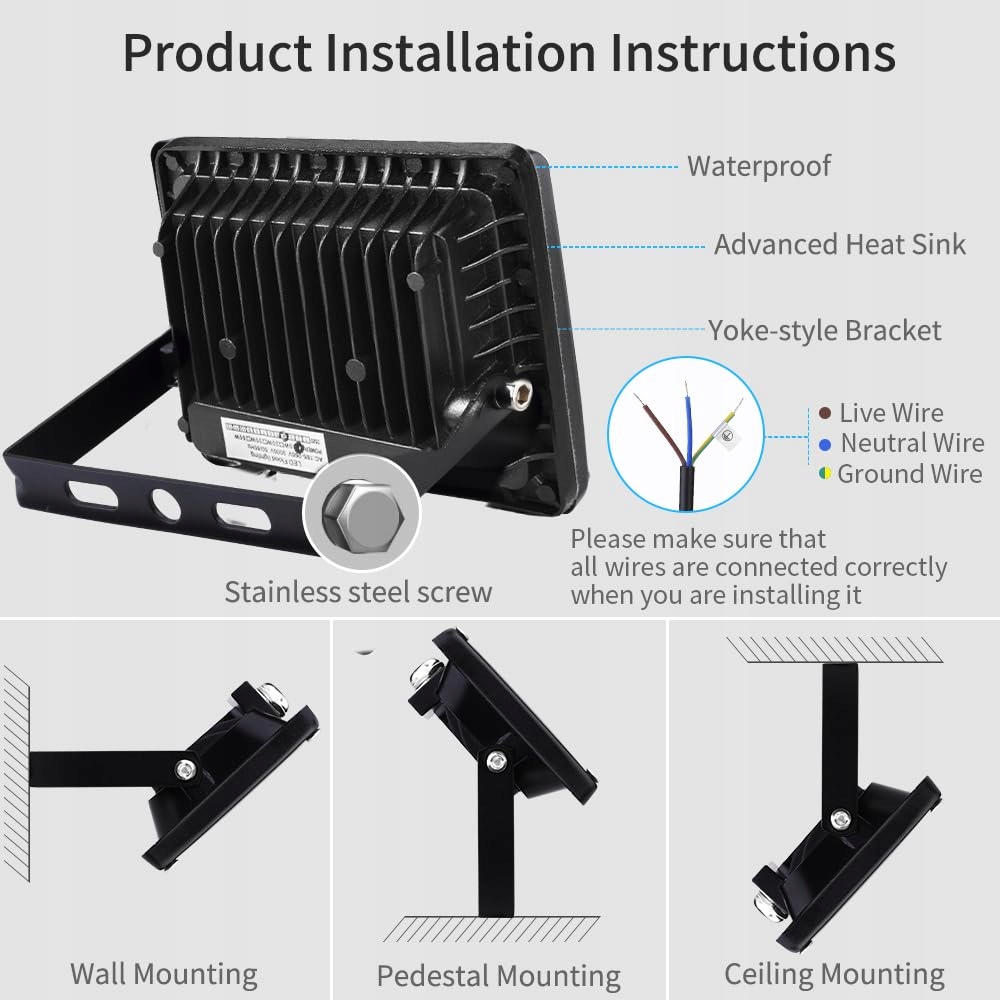 Reflektor LED Super Jasny Zewnętrzny Wodoodporny Do Ogrodu 10W 12V IP65 BIK — miniatura 3