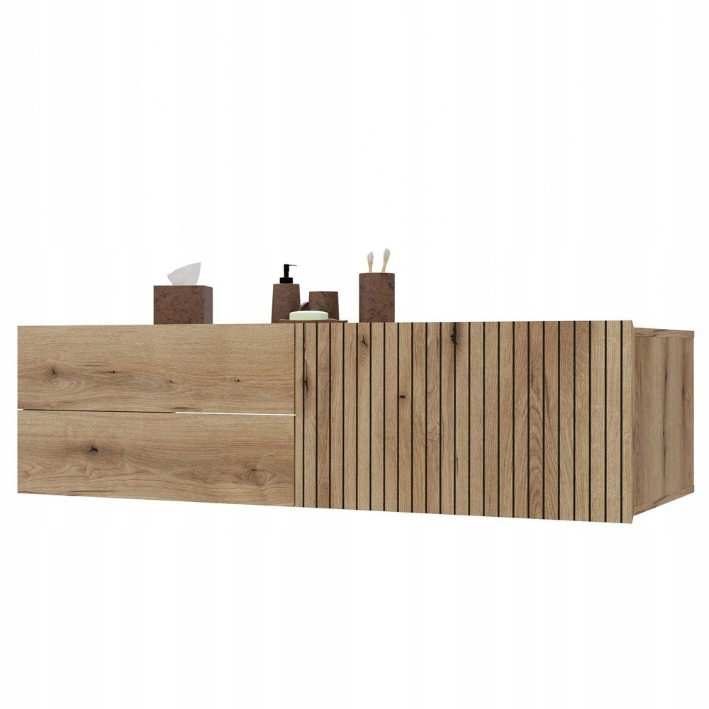Szafka Pod Umywalkę Tigo 1D2S Dąb Evoke 140 CM 2 Szuflady Ryflowany Front W