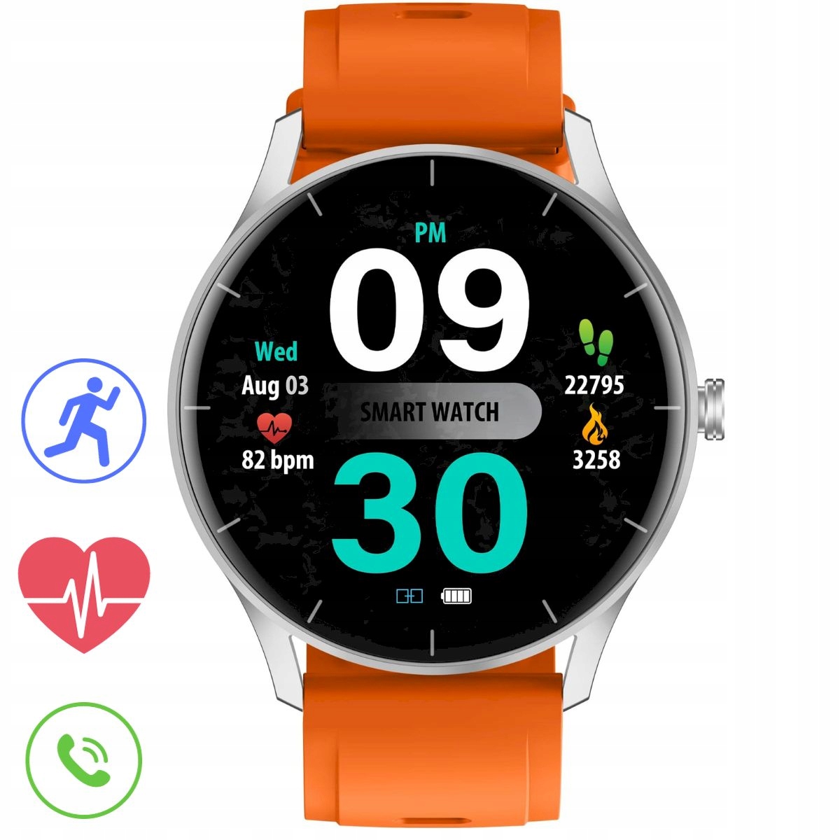 Gravity GT2-8 srebrny-pomarańczowy smartwatch damski z funkcją rozmowy