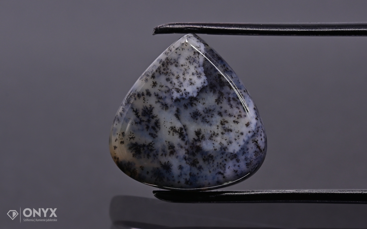 Dendritový achát z Kazachstánu konvexní plaketa slza