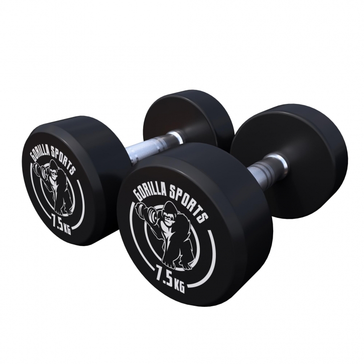 Hantle powlekane/gumowane stałe Gorilla Sports 2x 7,5 kg