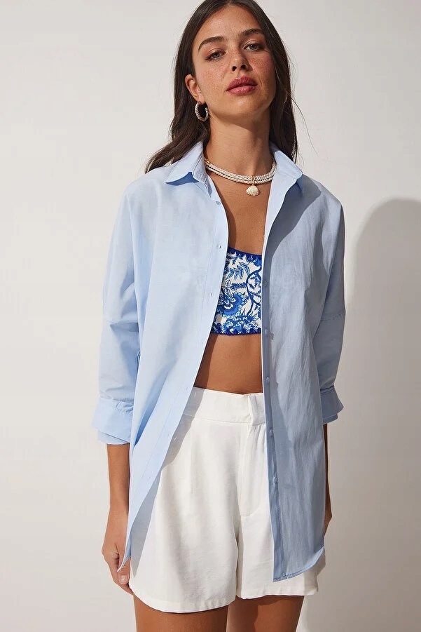 HAPPINESS ISTANBUL 36 S NIEBIESKA KOSZULA KLASYCZNA R10217 Marka inna