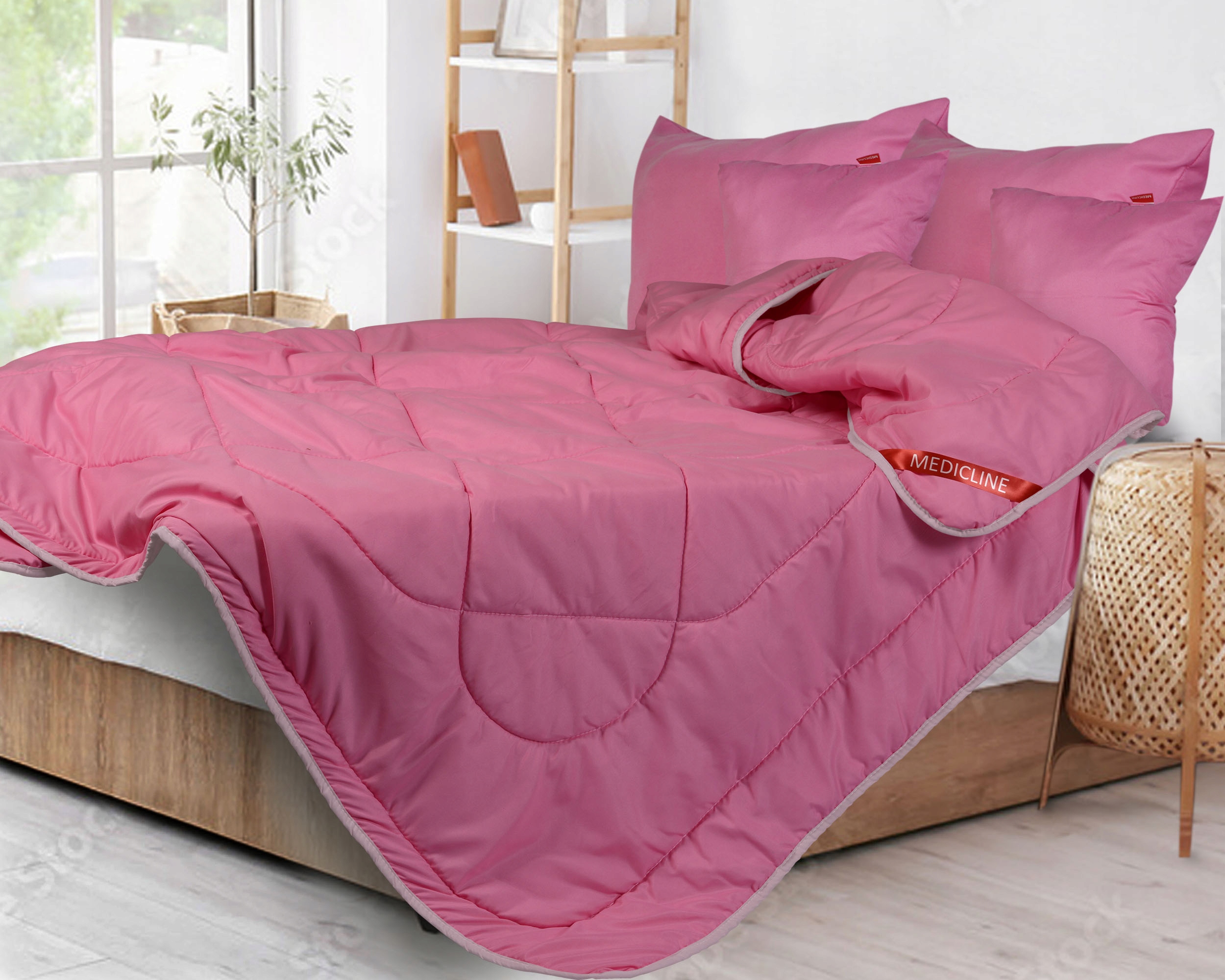 KOŁDRA CAŁOROCZNA ANTYALERGICZNA PIKOWANA 160x200CM ELEGANCKA RÓŻOWA PL Długość 160 cm