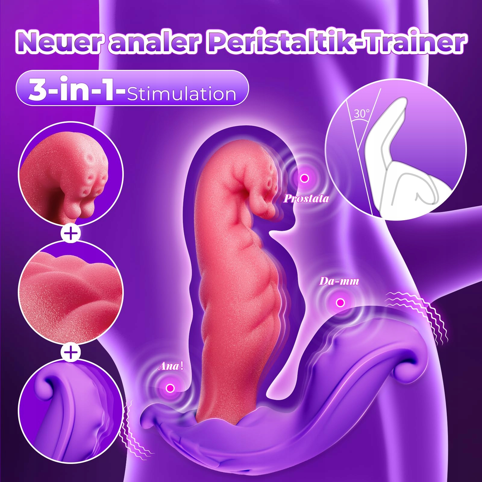 SILIKONOWY ANALNY WIBRATOR DLA MĘŻCZYZN Z 5 FUNKCJAMI STYMULACJI PROSTATY — miniatura 2